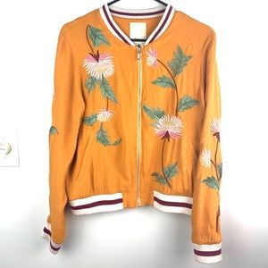 Anthropologie Floral Bomber Jacker